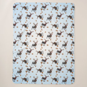 Three Christmas Reindeers Sherpa Blanket