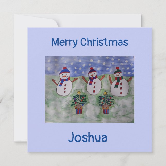 Three Christmas Snowmen Flat Christmas Card (Front)