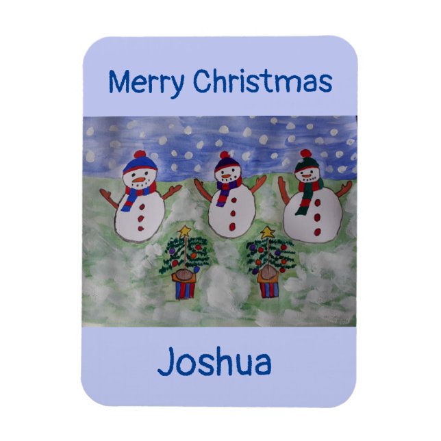 Three Christmas Snowmen Flexible Magnet (Vertical)