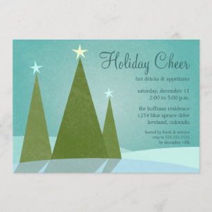 Three Christmas Trees Holiday Cheer Invitations