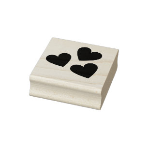 Three Classic Cute Solid Hearts Minimalist Rubber Stamp