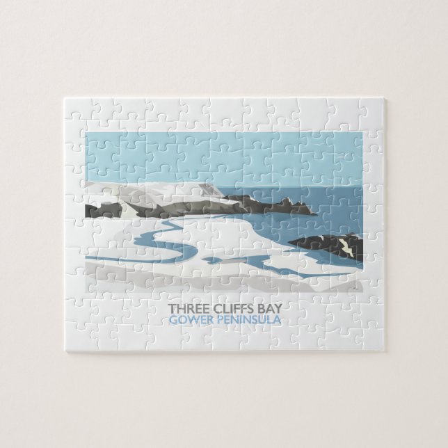 Three Cliffs Bay Winter Scene - Jigsaw Puzzle (Horizontal)