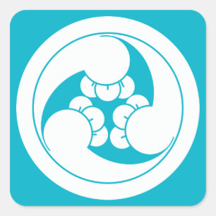 Three clockwise clove swirls in circle square sticker