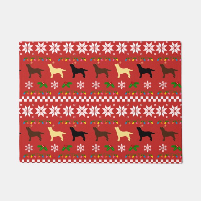 Three Coat Colours Labrador Retrievers Christmas Doormat (Front)
