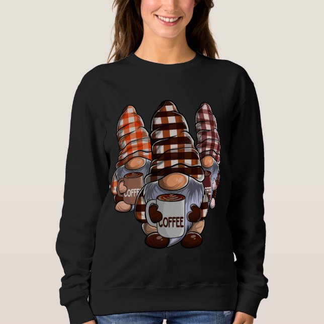Three Coffee Gnomes, Gnome Coffee Lovers, Funny Co Sweatshirt (Front)