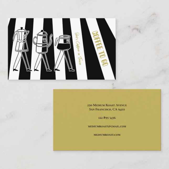 Three Coffee Makers Striped Coffee Business Card (Front/Back)