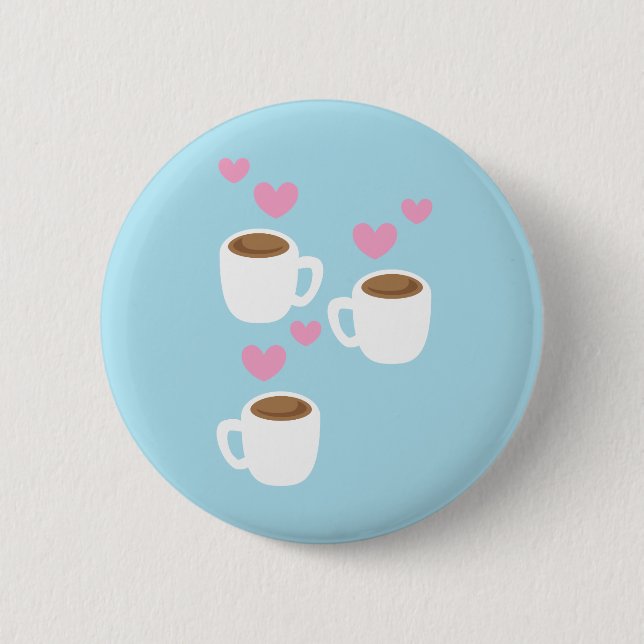 three coffees 6 cm round badge (Front)