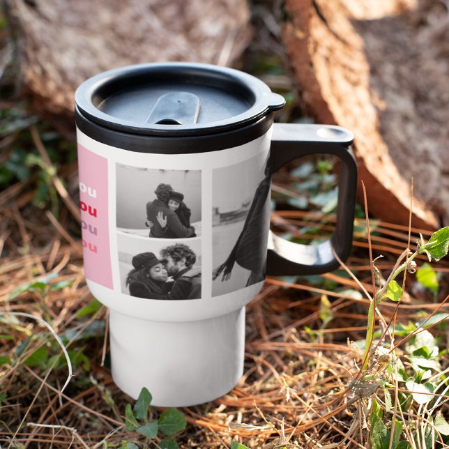  Three Collage Photo | Colourful Love You Valentin Travel Mug (Creator Uploaded)