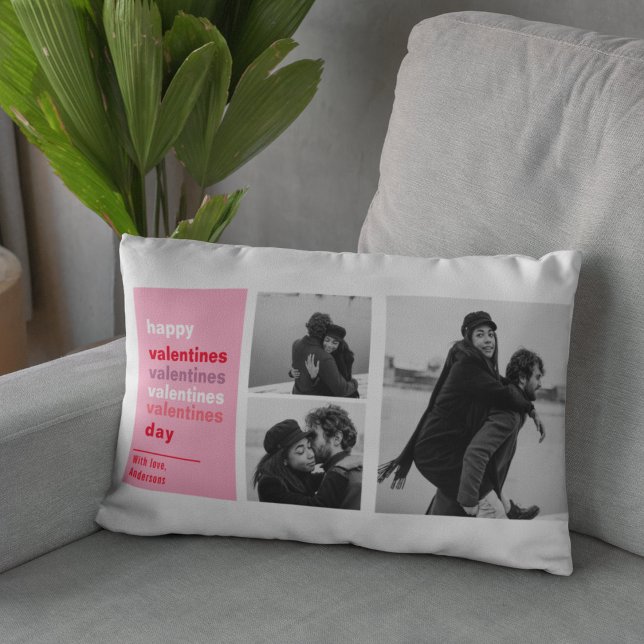  Three Collage Photo | Colourful Valentines Gift Lumbar Cushion (Creator Uploaded)
