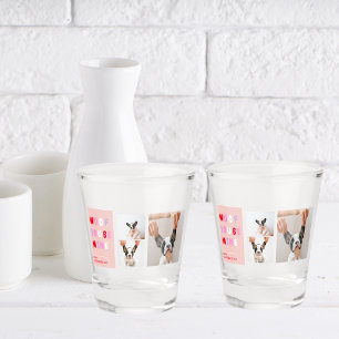Three Collage Photo Dog Valentines Gift Shot Glass