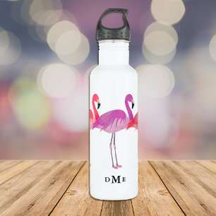 Three Colorful Flamingos Monogram 710 Ml Water Bottle