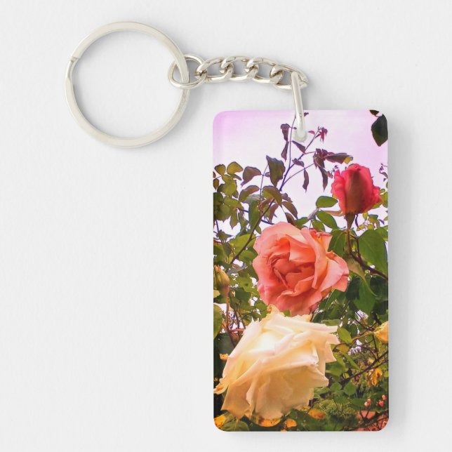 Three colors of flowers key ring (Front)