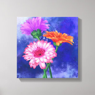 Three Colour Gerberas Canvas Print - Painting