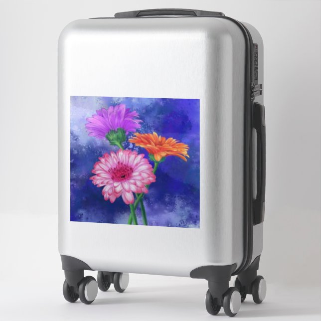 Three Colour Gerberas Sticker - Painting (Suitcase)