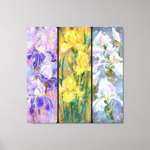 Three Coloured Irises Flowers Canvas Print Paintin