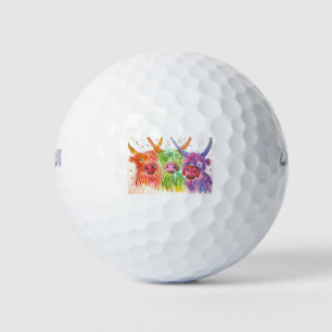 Three Colourful Cows Golf Balls