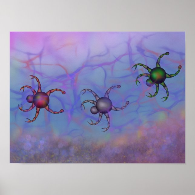 Three colourful crabs diving poster (Front)
