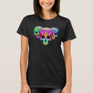 Three Colourful Gradient Sugar Skull Day Of The De T-Shirt
