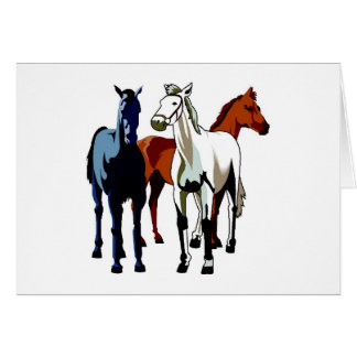 Three Colourful Horse Stand Tall Equine Theme