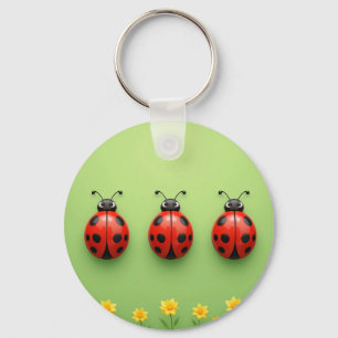 Three Colourful Ladybugs Key Ring