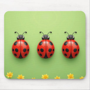 Three Colourful Ladybugs Mouse Pad