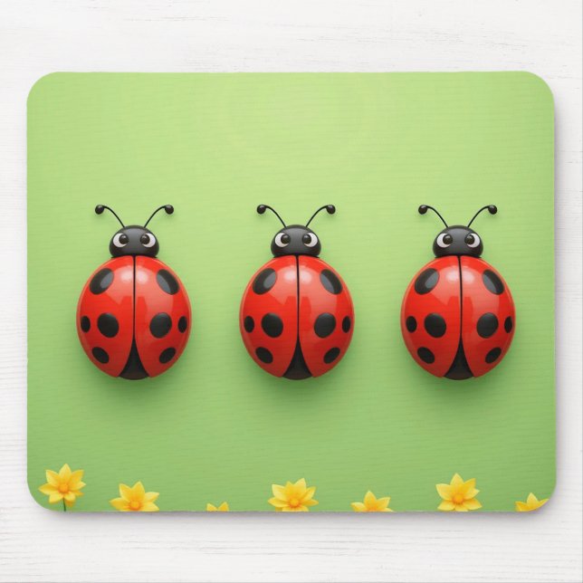 Three Colourful Ladybugs Mouse Pad (Front)