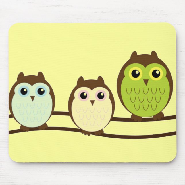 Three Colourful Owls Mouse Pad (Front)
