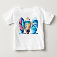 Three Colourful Watercolor Surfboards