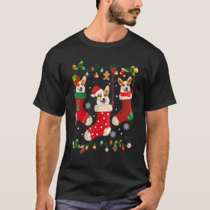 Three Corgi In Sock Christmas Santa X mas Dog T-Shirt