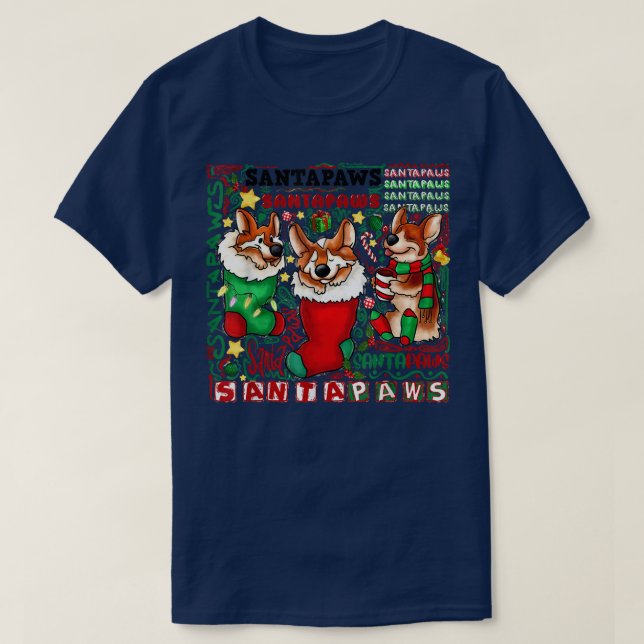 Three Corgi In Sock Christmas Santa Xmas 343 T-Shirt (Design Front)