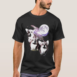 Three Corgi Moon Wolf Parody S T-Shirt