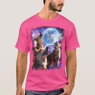 Three Corgis Howl At Moon 3 Wolfs Funny Wolves Par T-Shirt