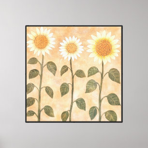 Three Cottagecore Terracotta Sunflowers Canvas Print