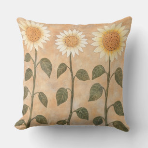 Three Cottagecore Terracotta Sunflowers Cushion