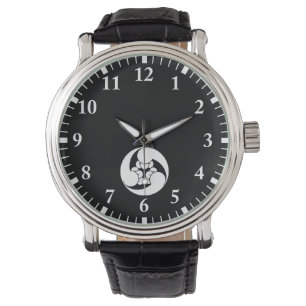 Three counterclockwise clove swirls watch
