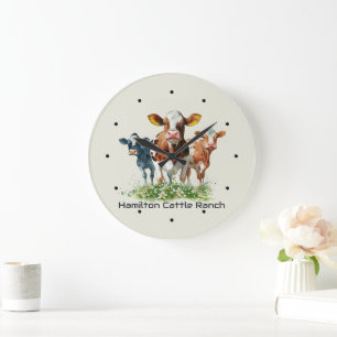Three Cows Humorous Personalized  Large Clock