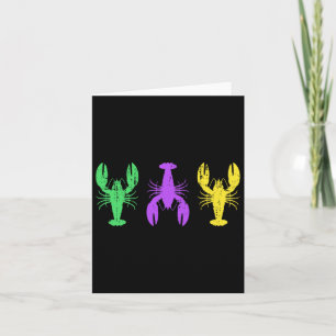 Three Crawfish In Mardi Gras Flag Colours New Orle Card