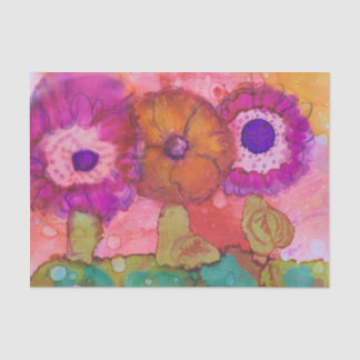 Three Crazy Flowers Boho Alcohol-ink design Tissue Paper