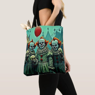 Three Creepy Clowns Skull Fear Design Tote Bag
