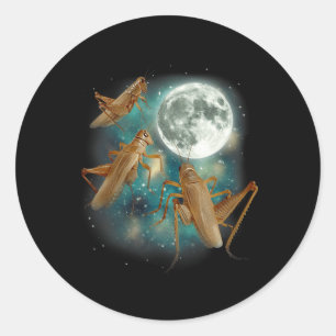 Three Cricket Moon 3 Insect Howling Meme Magic Cur Classic Round Sticker