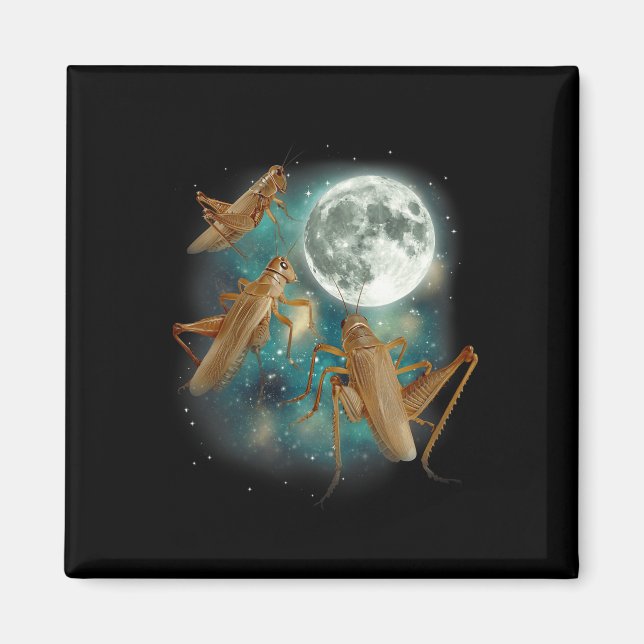 Three Cricket Moon 3 Insect Howling Meme Magic Cur Magnet (Front)