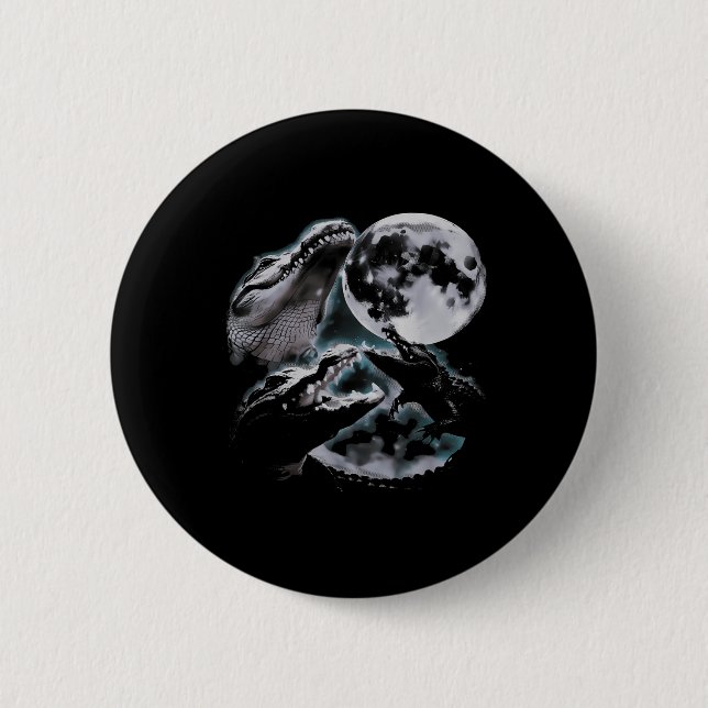 Three Crocodiles Moon Funny 3 Alligator Dead Moon  6 Cm Round Badge (Front)