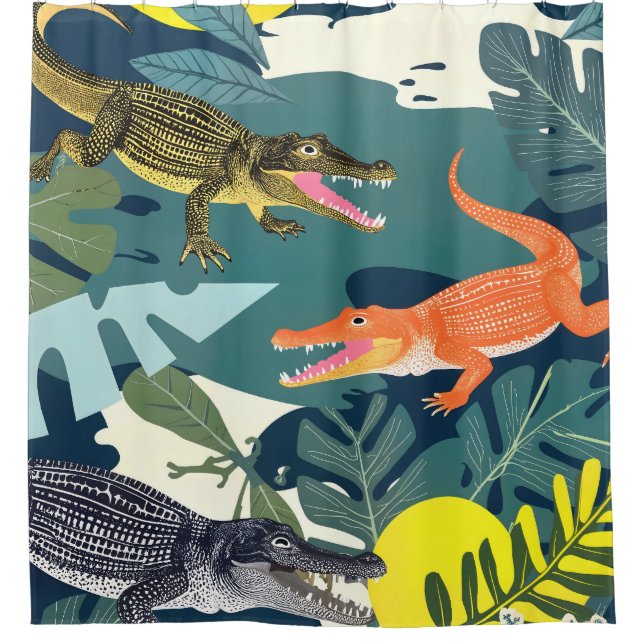 Three Crocodiles Shower Curtain (Front)