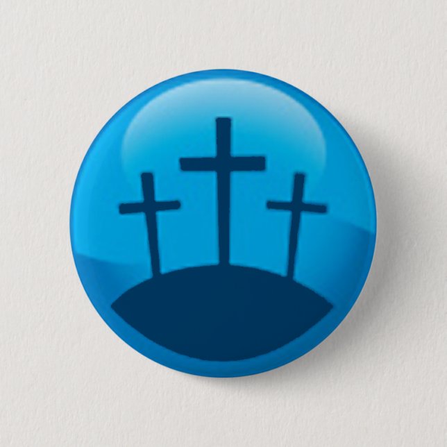 three crosses 6 cm round badge (Front)