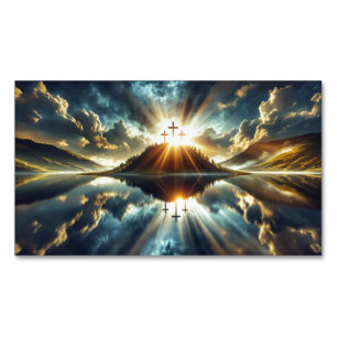Three Crosses at a Lake Magnetic Business Card