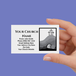 Three Crosses Empty Tomb Black White Church Pastor Business Card