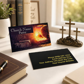 Three Crosses Empty Tomb Church Pastor Business Card