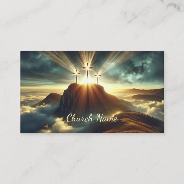 Three Crosses in a Heavenly Landscape Business Card (Front)