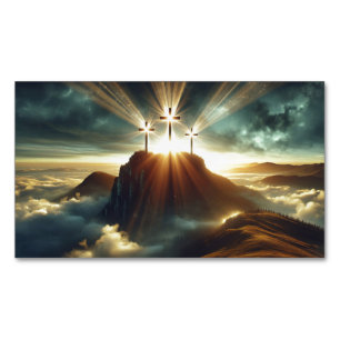 Three Crosses in a Heavenly Landscape Magnetic Business Card