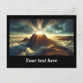 Three Crosses in a Heavenly Landscape Postcard